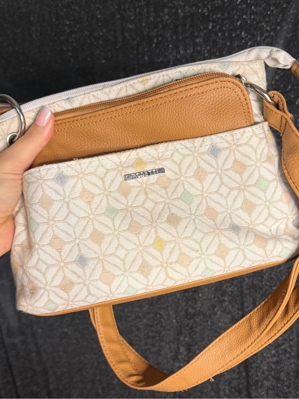 Rosetti Crossbody Bag Geometric Print Tan Cream Pastel Shoulder Purse